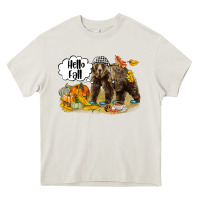 Cream Hello Fall Brown Bear Heavy Core Tee - LillyAllenDesigns