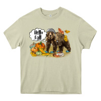 Mossy Hello Fall Brown Bear Heavy Core Tee - LillyAllenDesigns