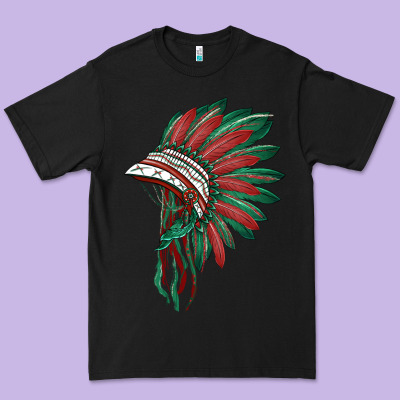 American Flag Indian Headdress Premium Tee Designed By Barkaloodesign