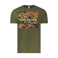 Vintage Olive American tumbler 4th of july Vintage Tee - HowdyJamesFarm