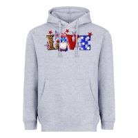 Heather Grey american flag gnomes love Heavyweight Hoodie - Artiststas
