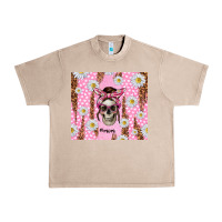 French Oak skull mom pink glitter with daisy Urban Heavy Tee - TumblerDesignByShophia