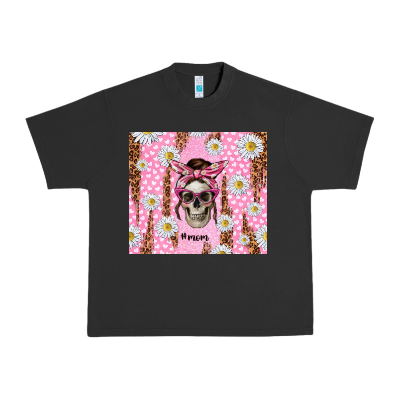 Skull Mom Pink Glitter With Daisy Urban Heavy Tee by TumblerDesignByShophia | Teevron