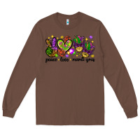 Chestnut Peace Love Mardi Gras Long Sleeve Tee - HowdyJamesFarm