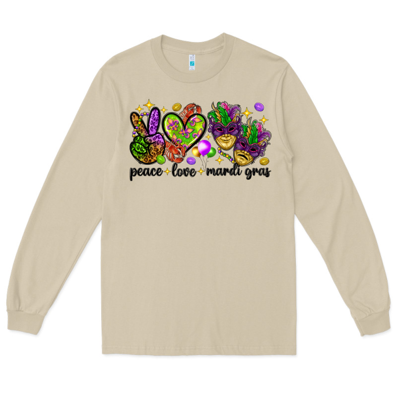 Peace Love Mardi Gras Long Sleeve Tee by HowdyJamesFarm | Teevron