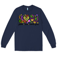 Navy Peace Love Mardi Gras Long Sleeve Tee - HowdyJamesFarm