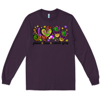 Plum Peace Love Mardi Gras Long Sleeve Tee - HowdyJamesFarm