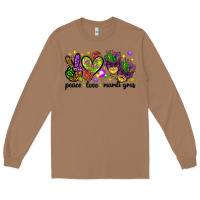Toasted Coconut Peace Love Mardi Gras Long Sleeve Tee - HowdyJamesFarm