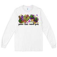 White Peace Love Mardi Gras Long Sleeve Tee - HowdyJamesFarm