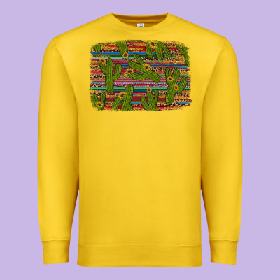 Cinco De Mayo Sunflower And Cactus Background Premium Sweatshirt Designed By Artiststas