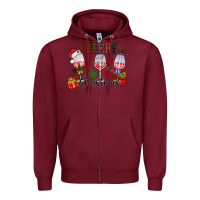 Burgundy Merry Christmas Zipper Hoodie - CowhideDigitalArt