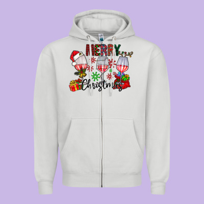 Merry Christmas Zipper Hoodie Designed By Cowhidedigitalart