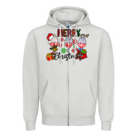 Dove Grey Merry Christmas Zipper Hoodie - CowhideDigitalArt