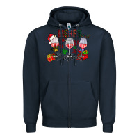 Navy Merry Christmas Zipper Hoodie - CowhideDigitalArt