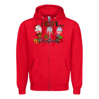 Red Merry Christmas Zipper Hoodie - CowhideDigitalArt