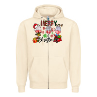 Sandshell Merry Christmas Zipper Hoodie - CowhideDigitalArt