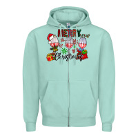 Seafoam Merry Christmas Zipper Hoodie - CowhideDigitalArt