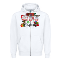 White Merry Christmas Zipper Hoodie - CowhideDigitalArt