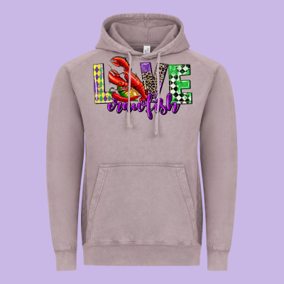 Love Crawfish Mardi Gras Vintage Hoodie Designed By Cowgirlartshop