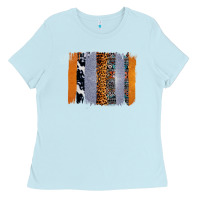 Baby Blue Western Cowhide Glitter Aztec Leopard Pattern Brushstroke Ladies Tee - Bettercallsaul