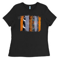 Black Western Cowhide Glitter Aztec Leopard Pattern Brushstroke Ladies Tee - Bettercallsaul