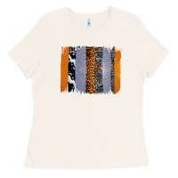 Bone Western Cowhide Glitter Aztec Leopard Pattern Brushstroke Ladies Tee - Bettercallsaul