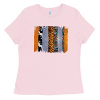 Western Cowhide Glitter Aztec Leopard Pattern Brushstroke Ladies Tee | Teevron