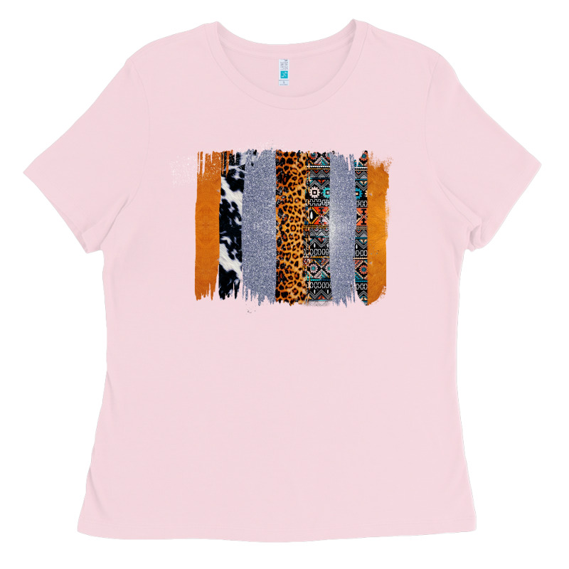 Western Cowhide Glitter Aztec Leopard Pattern Brushstroke Ladies Tee by Bettercallsaul | Teevron