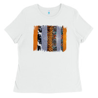 White Western Cowhide Glitter Aztec Leopard Pattern Brushstroke Ladies Tee - Bettercallsaul
