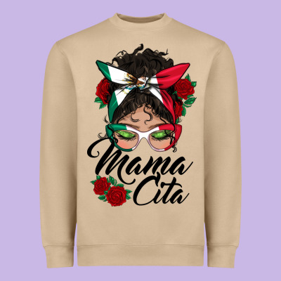 Mexican Mamacita Messy Bun Heavyweight Sweatshirt Designed By Bundleandbundleshop
