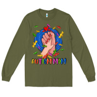 Army Green Autism Mom Long Sleeve Tee - CowGirlArtShop