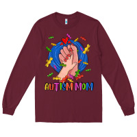 Burgundy Autism Mom Long Sleeve Tee - CowGirlArtShop