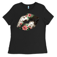 Black Cowhide And Flowers Lips Ladies Tee - Bettercallsaul