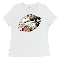 White Cowhide And Flowers Lips Ladies Tee - Bettercallsaul