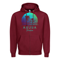 Burgundy Vintage Aruba Beach Tropical Vibes Vacation Souvenir Gift Zipper Hoodie - minhPixels