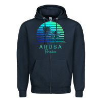 Navy Vintage Aruba Beach Tropical Vibes Vacation Souvenir Gift Zipper Hoodie - minhPixels