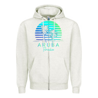 Oatmeal Heather Vintage Aruba Beach Tropical Vibes Vacation Souvenir Gift Zipper Hoodie - minhPixels
