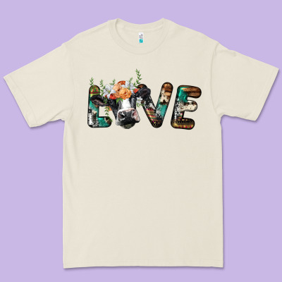 Love With Holstein Cow Premium Tee Designed By Barkaloodesign