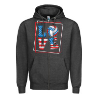 Charcoal Heather love usa flag volleyball gifts for volleyball fans teen t shirt Zipper Hoodie - minhPixels