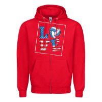 Red love usa flag volleyball gifts for volleyball fans teen t shirt Zipper Hoodie - minhPixels