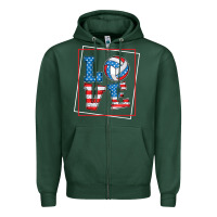 Sports Green love usa flag volleyball gifts for volleyball fans teen t shirt Zipper Hoodie - minhPixels
