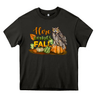 Asphalt Here Comes Fall Owl Heavy Core Tee - LillyAllenDesigns