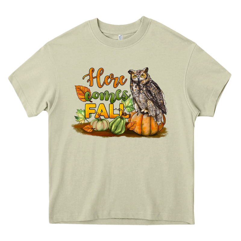 Here Comes Fall Owl Heavy Core Tee by LillyAllenDesigns | Teevron