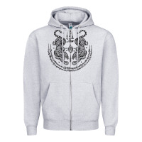 Heather Grey sak yant thai tattoo twin tiger muay magical thailand gifts t shirt Zipper Hoodie - minhPixels