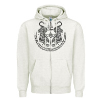 Oatmeal Heather sak yant thai tattoo twin tiger muay magical thailand gifts t shirt Zipper Hoodie - minhPixels