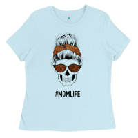 Baby Blue Brown Glitter, Western Vintage Patterned Mom Skull Ladies Tee - Bettercallsaul