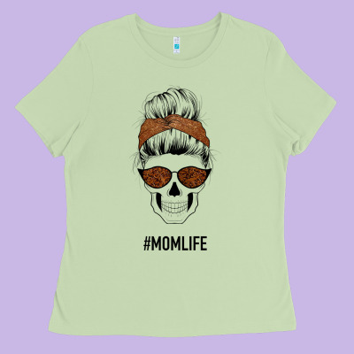 Brown Glitter, Western Vintage Patterned Mom Skull Ladies Tee Designed By Bettercallsaul