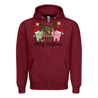 Burgundy merry christmas tooth Zipper Hoodie - CowhideDigitalArt