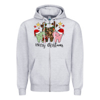 Heather Grey merry christmas tooth Zipper Hoodie - CowhideDigitalArt