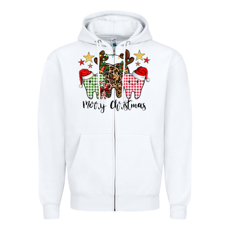 Merry Christmas Tooth Zipper Hoodie by CowhideDigitalArt | Teevron